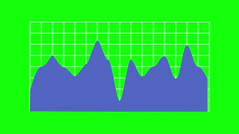 Blue Area Chart Showing Data Fluctuations on Green Screen Background Vídeo Stock 309380407