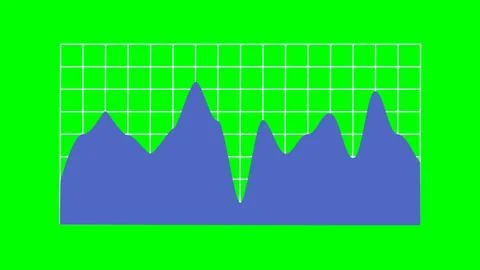 Blue Area Chart Showing Data Fluctuations on Green Screen Background Ilustración de archivo