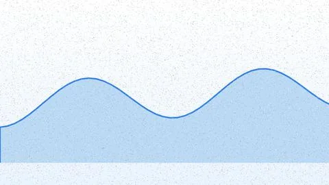 Blue area chart with two peaks showing data trends on light background Stock Illustration