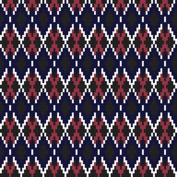Blue Argyle Fair Isle Seamless Pattern Design Illustration
