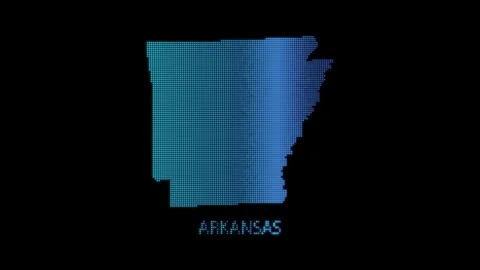 Blue Arkansas US State Map Particle Formation on Dark Background Stock Footage 338419368