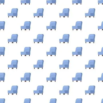 Blue armchair seamless pattern for interior design Stock Illustration