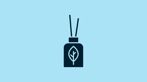Blue Aroma diffuser icon isolated on blue background. Glass jar different with Stock Footage 230500292