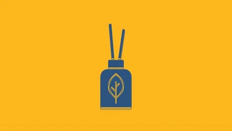 Blue Aroma diffuser icon isolated on orange background. Glass jar different with Stock Footage 233999155