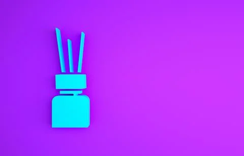 Blue Aroma diffuser icon isolated on purple background. Glass jar different w Stock Illustration