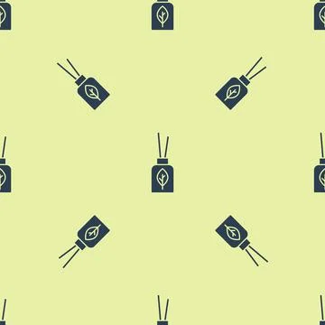 Blue Aroma diffuser icon isolated seamless pattern on yellow background. Glass Stock Illustration