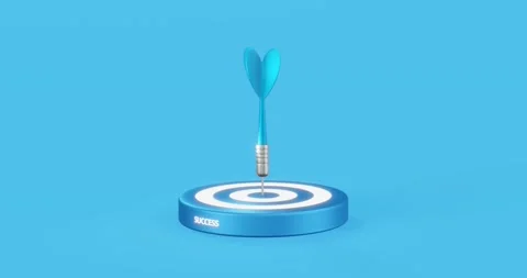 Blue arrow aim to dartboard target or goal of success on business background. Stock Footage 154165317