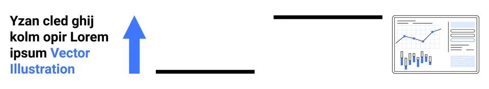 Blue Arrow and Data Chart Infographic with Placeholder Text Stock Illustration