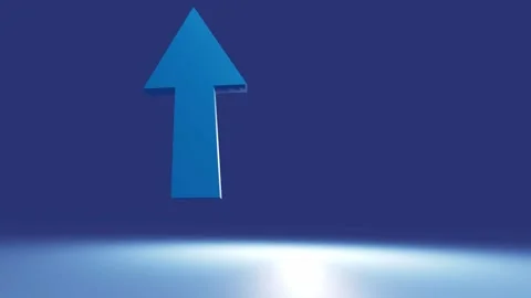 Blue arrow bouncing up and down on blue background Stock Footage 346771952