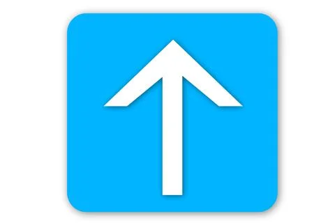 Blue arrow bouncing slide to top on a white background. Stock Photos