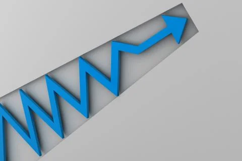 Blue arrow in business graph Stock Illustration