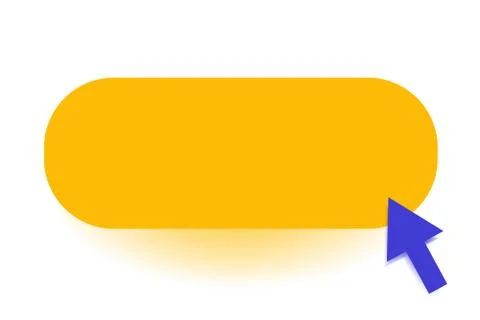 Blue Arrow Cursor Pointing Upward to Oblong Yellow Button Isolated. Arrowhead Ilustración de archivo