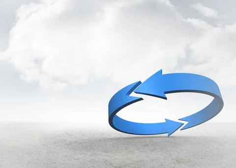 Blue arrow in a desert landscape Stock Illustration