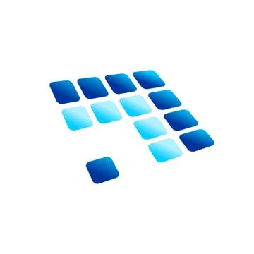 Blue Arrow Digital Panel Rounded Blocks Symbol Design Stock Illustration