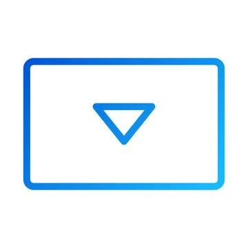 Blue Arrow Down Inside A Rectangle With Rounded Edge Stock Illustration