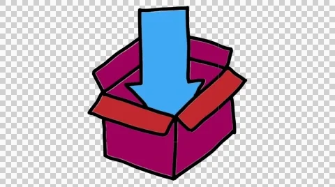 Blue Arrow downwards going into the box animation with transparent background Stock Footage 44326864