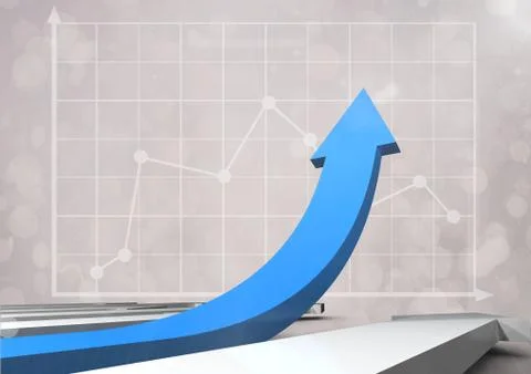 Blue arrow with graphs Stock Illustration