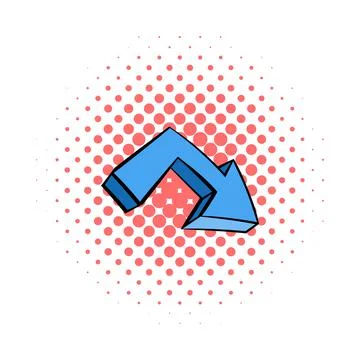 Blue arrow icon, comics style Stock Illustration