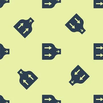 Blue Arrow icon isolated seamless pattern on yellow background. Direction Stock Illustration