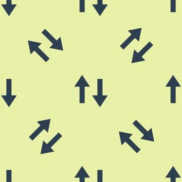 Blue Arrow icon isolated seamless pattern on yellow background. Direction Arr 스톡 일러스트