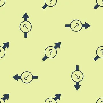 Blue Arrow icon isolated seamless pattern on yellow background. Direction Stock Illustration