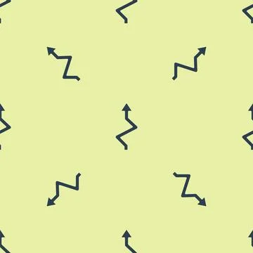 Blue Arrow icon isolated seamless pattern on yellow background. Direction Arr Stock Illustration
