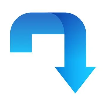 Blue arrow icon, pointing down Stock Illustration