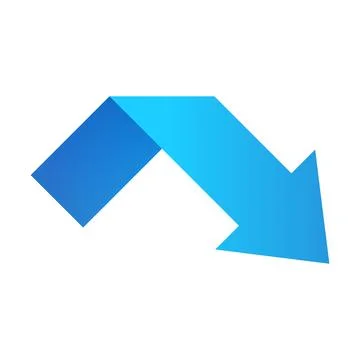 Blue arrow icon, pointing down Stock Illustration