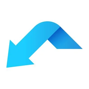 Blue arrow icon, pointing down Ilustração Stock