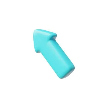 Blue arrow up left diagonal cursor 3D cartoon plastic style icon. Volume arro Stock Illustration