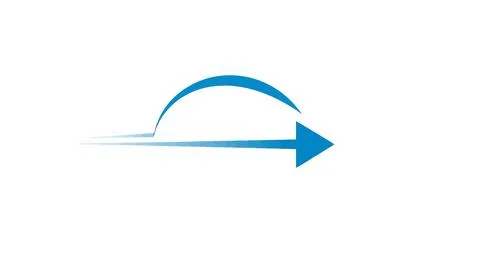 Blue arrow moving to the right with motion trail Stock Illustration
