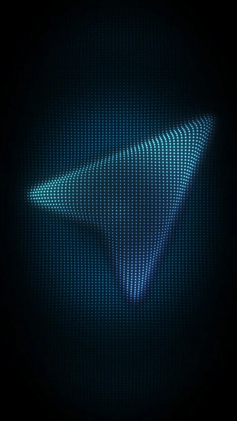 Blue Arrow Pointer Symbol Particle Animation on Dark Background Stock Footage 335595267