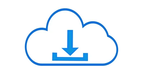 Blue arrow pointing down in cloud download animation, symbolizing data retr.. Video stock 309016109