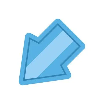 Blue arrow pointing down left direction symbol Illustrazione stock