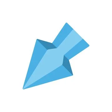 Blue arrow pointing down representing decrease, fall, or decline Stock Illustration