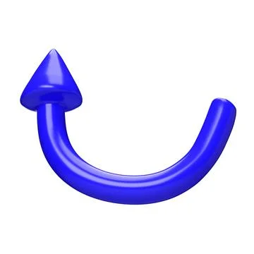 Blue arrow pointing left and above. Realistic 3d design In plastic cartoon style Illustrazione stock