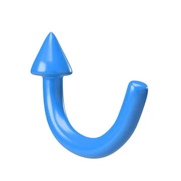 Blue arrow pointing left and above. Realistic 3d design In plastic cartoon style Ilustración de archivo