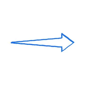 Blue Arrow Pointing Right Direction Sign. Hand Drawn Doodle Vector Illustrati Stock Illustration