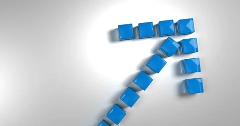 Blue arrow pointing to the top right, made of cubes falling from above. Stock Footage 92123867