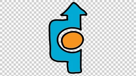 Blue Arrow pointing upwards bisecting square animation with transparent backgrou Stock Footage 44326511