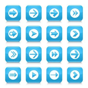 Blue arrow sign rounded square icon web button Stock Illustration