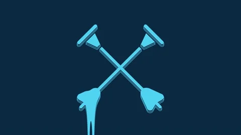 Blue Arrow with sucker tip icon isolated on blue background. 4K Video motion Stock-Footage 235791141