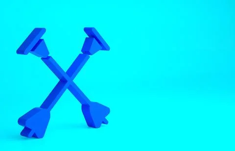 Blue Arrow with sucker tip icon isolated on blue background. Minimalism conce Stock-Illustration