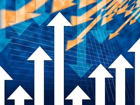 Blue Arrows Background Means Increase Decrease Higher Lower 库存插图