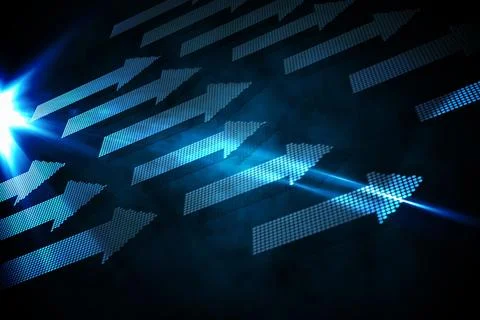 Blue arrows on black background 库存插图