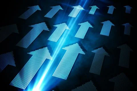 Blue arrows on black background 库存插图