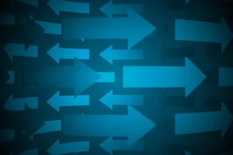 Blue arrows on black background Stock Photos