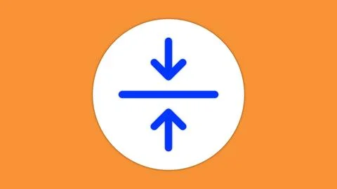 Blue arrows converging on a line icon Stock Illustration