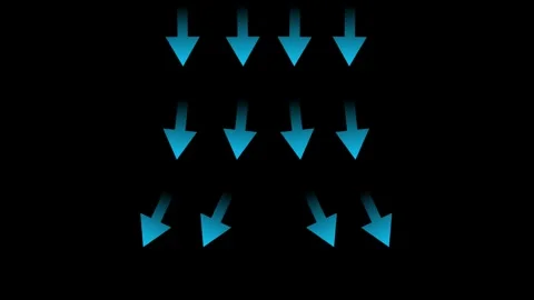 Blue arrows moving down Animation isolated on Black background Stock Footage 320473747