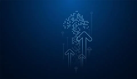 Blue Arrows pointing up on Abstract Background With Blue Glowing Arrows Poi.. Stock Illustration